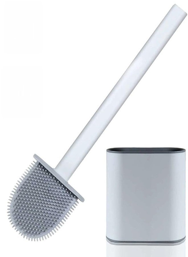 SUPRO Toilet Brush and Holder Set, Silicone Bristle Brush Head, Bathroom Cleaning Set with Storage Holder, Grey (Pack of 2) - Image 1